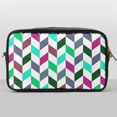 Zigzag Chevron Pattern Aqua Purple Toiletries Bag (one Side) by snowwhitegirl