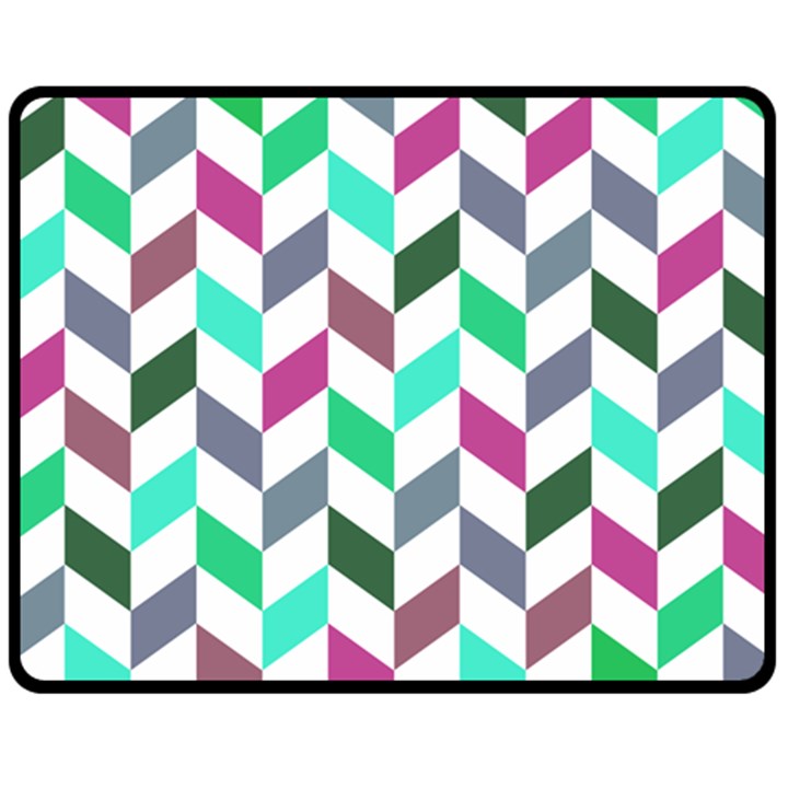 Zigzag Chevron Pattern Aqua Purple Fleece Blanket (Medium) 