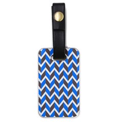 Zigzag Chevron Pattern Blue Grey Luggage Tags (one Side)  by snowwhitegirl