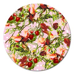 Fruit Blossom Pink Magnet 5  (round) by snowwhitegirl