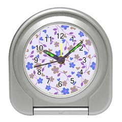 Blue Vintage Flowers Travel Alarm Clock by snowwhitegirl