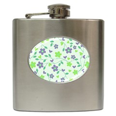 Green Vintage Flowers Hip Flask (6 Oz) by snowwhitegirl