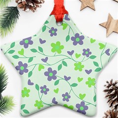 Green Vintage Flowers Star Ornament (two Sides) by snowwhitegirl