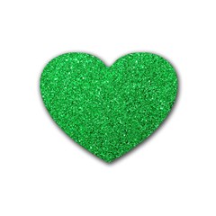 Green Glitter Rubber Coaster (heart)  by snowwhitegirl