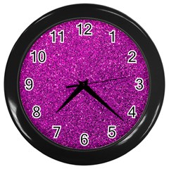 Pink  Glitter Wall Clock (black) by snowwhitegirl