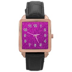 Pink  Glitter Rose Gold Leather Watch  by snowwhitegirl