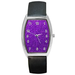 Purple  Glitter Barrel Style Metal Watch by snowwhitegirl