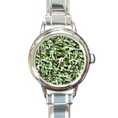 Brownish Green Camo Round Italian Charm Watch by snowwhitegirl