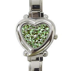 Brownish Green Camo Heart Italian Charm Watch by snowwhitegirl