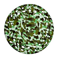 Brownish Green Camo Round Filigree Ornament (two Sides) by snowwhitegirl