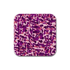 Pink Camo Rubber Square Coaster (4 Pack)  by snowwhitegirl