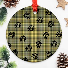 Yellow Plaid Anarchy Ornament (round) by snowwhitegirl