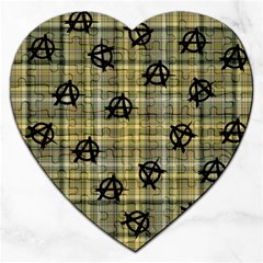 Yellow Plaid Anarchy Jigsaw Puzzle (heart) by snowwhitegirl