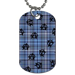 Blue  Plaid Anarchy Dog Tag (two Sides) by snowwhitegirl