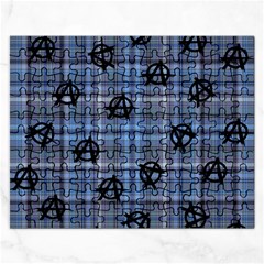 Blue  Plaid Anarchy Rectangular Jigsaw Puzzl by snowwhitegirl