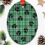 Green  Plaid Anarchy Ornament (Oval) Front