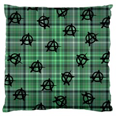 Green  Plaid Anarchy Large Cushion Case (one Side) by snowwhitegirl