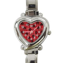 Red Plaid Anarchy Heart Italian Charm Watch by snowwhitegirl