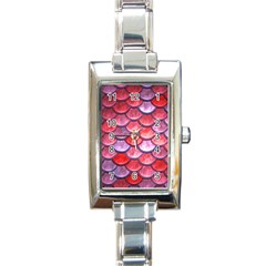 Red Mermaid Scale Rectangle Italian Charm Watch by snowwhitegirl