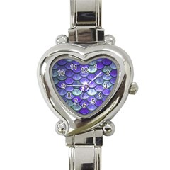 Blue Purple Mermaid Scale Heart Italian Charm Watch by snowwhitegirl