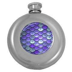 Blue Purple Mermaid Scale Round Hip Flask (5 Oz) by snowwhitegirl