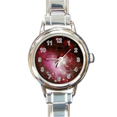 Nebula Red Round Italian Charm Watch by snowwhitegirl