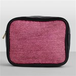 Pink  Denim Mini Toiletries Bag (One Side) Front