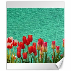 Green Denim Flowers Canvas 8  X 10  by snowwhitegirl