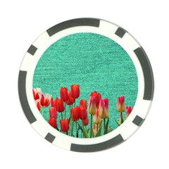 Green Denim Flowers Poker Chip Card Guard (10 Pack) by snowwhitegirl