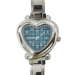 Teal Plaid Heart Italian Charm Watch by snowwhitegirl