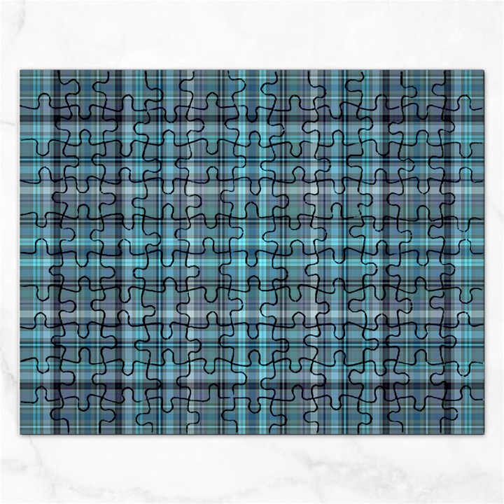 Teal Plaid Rectangular Jigsaw Puzzl