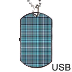 Teal Plaid Dog Tag Usb Flash (two Sides) by snowwhitegirl