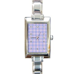 Pink Blue Plaid Rectangle Italian Charm Watch by snowwhitegirl