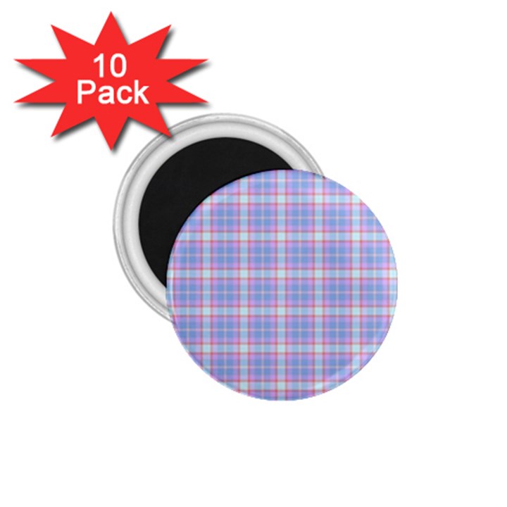 Pink Blue Plaid 1.75  Magnets (10 pack) 