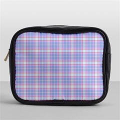 Pink Blue Plaid Mini Toiletries Bag (one Side) by snowwhitegirl