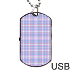 Pink Blue Plaid Dog Tag Usb Flash (two Sides) by snowwhitegirl