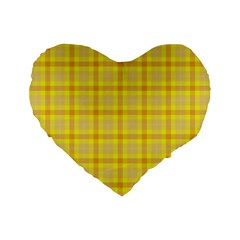 Yellow Sun Plaid Standard 16  Premium Heart Shape Cushions by snowwhitegirl