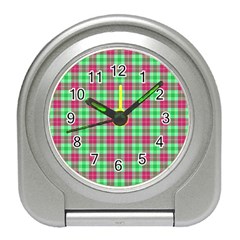 Pink Green Plaid Travel Alarm Clock by snowwhitegirl