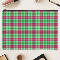 Pink Green Plaid Cosmetic Bag (xxxl) by snowwhitegirl