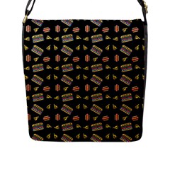 Fast Food Black Flap Closure Messenger Bag (l) by snowwhitegirl