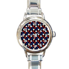 Eye Dots Red Blue Round Italian Charm Watch by snowwhitegirl