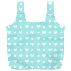 Hearts Dots Blue Full Print Recycle Bag (xl) by snowwhitegirl