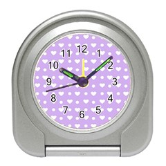 Hearts Dots Purple Travel Alarm Clock by snowwhitegirl