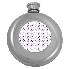 Hearts And Star Dot White Round Hip Flask (5 Oz) by snowwhitegirl