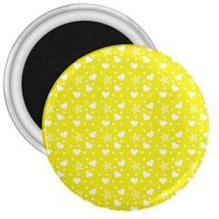 Hearts And Star Dot Yellow 3  Magnets by snowwhitegirl