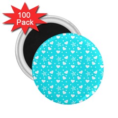 Hearts And Star Dot Blue 2 25  Magnets (100 Pack)  by snowwhitegirl