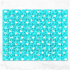 Hearts And Star Dot Blue Rectangular Jigsaw Puzzl by snowwhitegirl