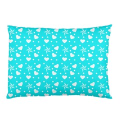 Hearts And Star Dot Blue Pillow Case by snowwhitegirl