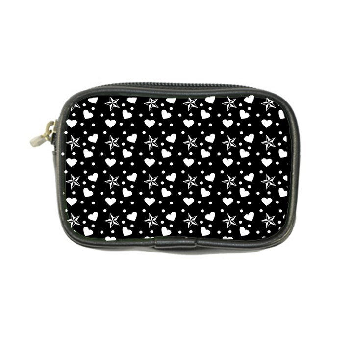 Hearts And Star Dot Black Coin Purse