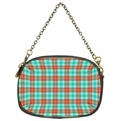 Aqua Orange Plaid Chain Purse (one Side) by snowwhitegirl